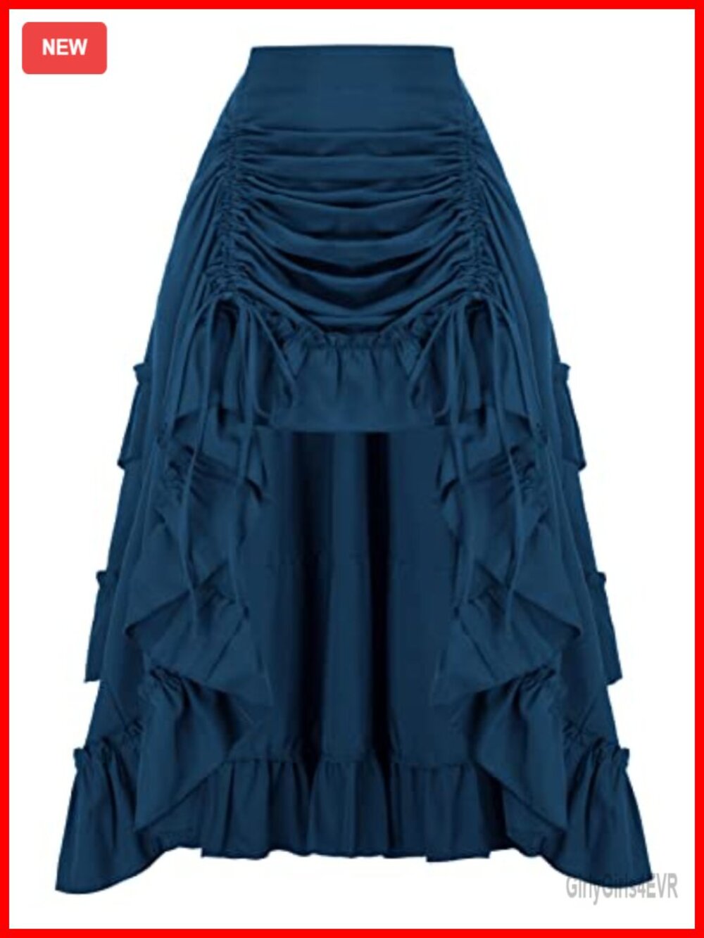 Women Renaissance Pirate High Low Skirt Asymmetrical Ruffle